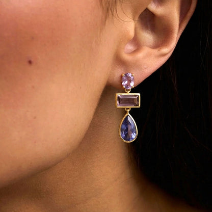 Tanzanite Rhodolite Earring Gold Plated