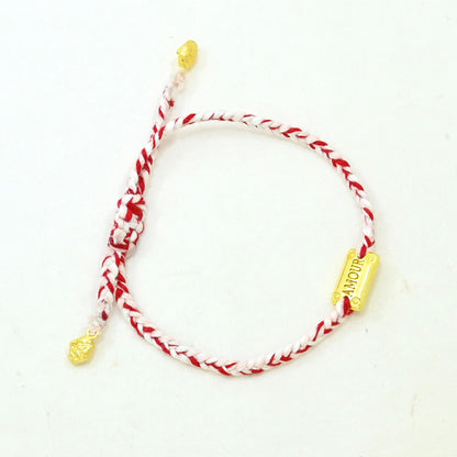 hand-braided AMOUR gold tag cord bracelet