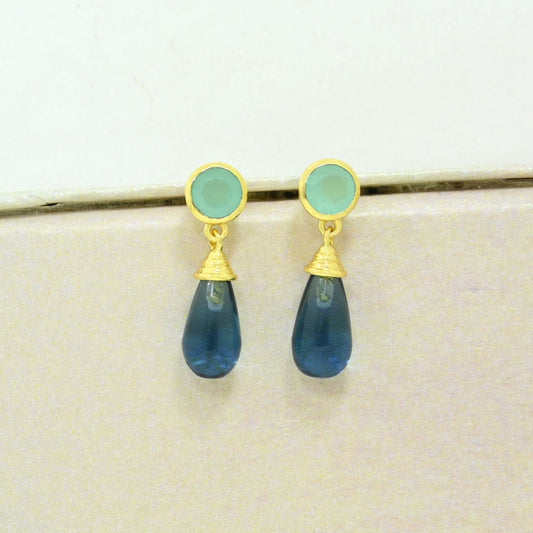 aquamarine london blue topaz earring gold filled