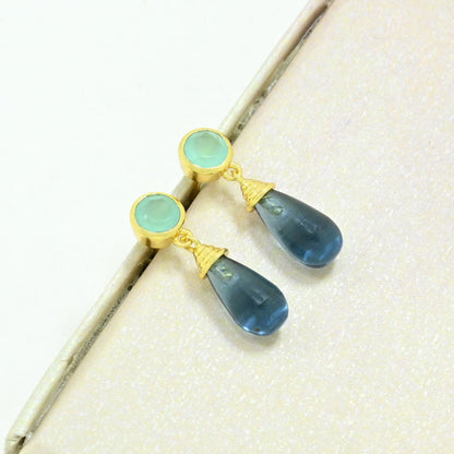 aquamarine london blue topaz earring gold filled