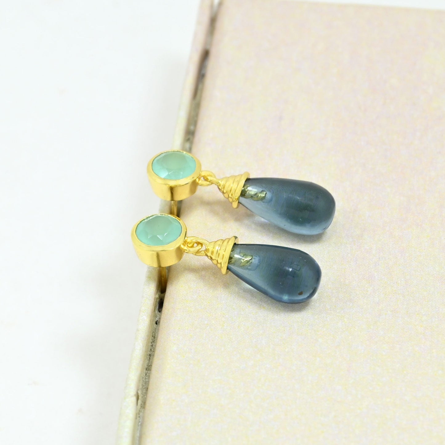 aquamarine london blue topaz earring gold filled