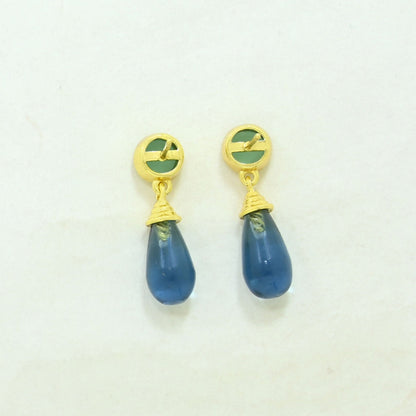 aquamarine london blue topaz earring gold filled