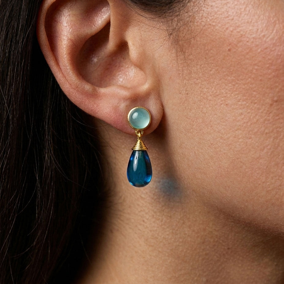 aquamarine london blue topaz earring gold filled