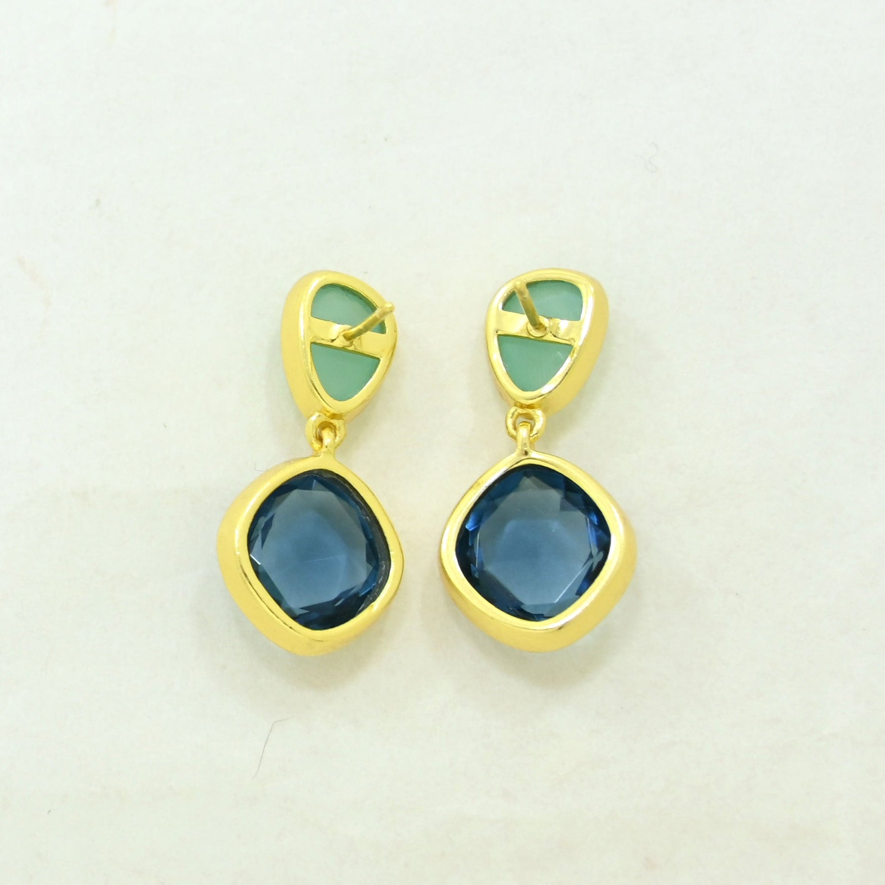 london blue topaz aquamarine earring gold plated