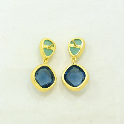 london blue topaz aquamarine earring gold plated