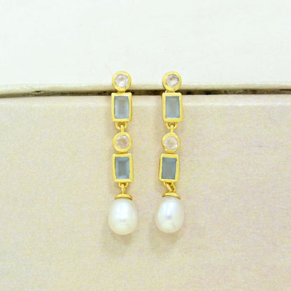 Aquamarine Pearl Earring Gold Filled