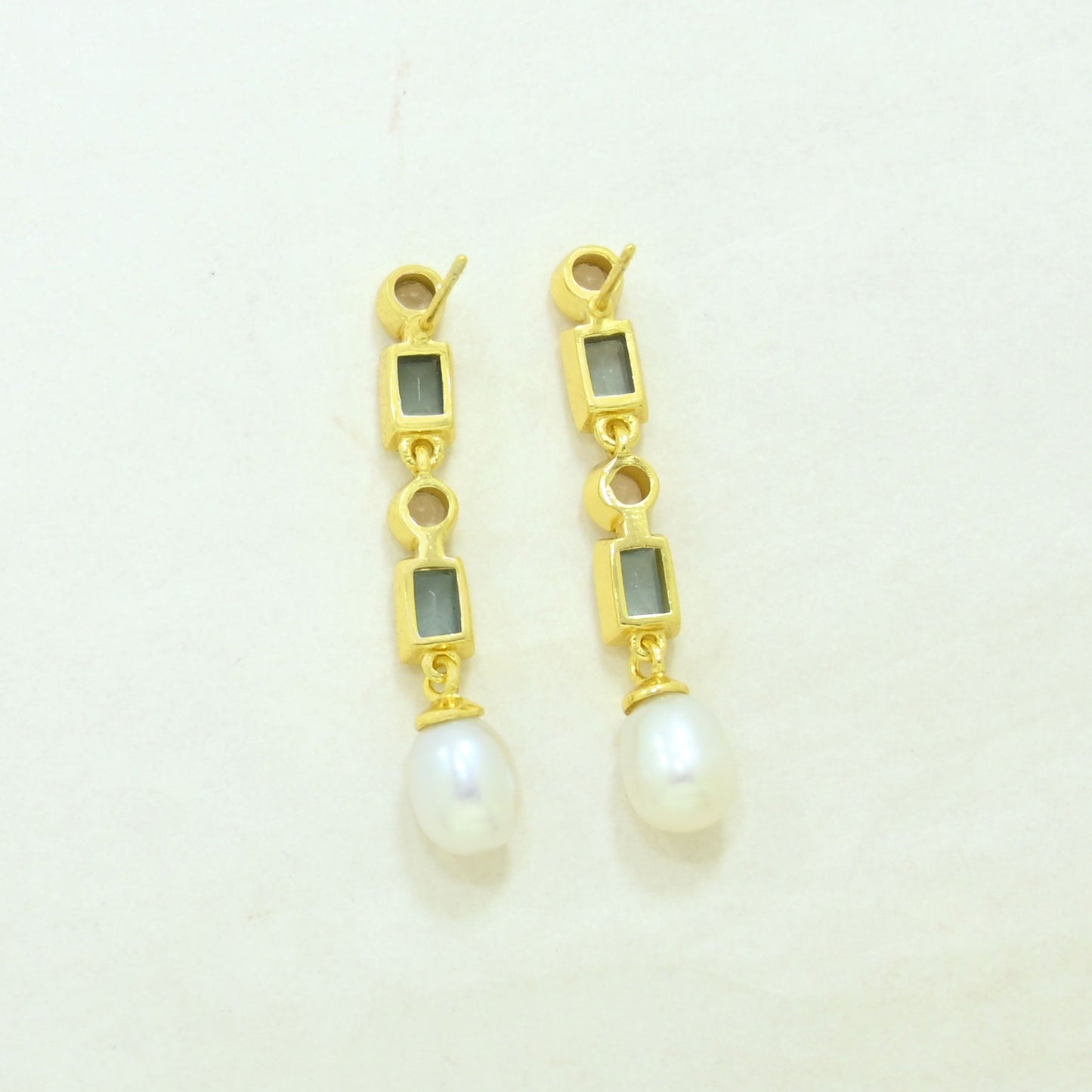 Aquamarine Pearl Earring Gold Filled