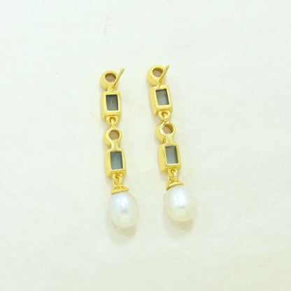 Aquamarine Pearl Earring Gold Filled