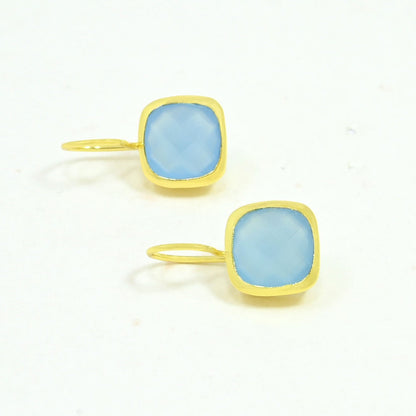 blue chalcedony earring gold plated