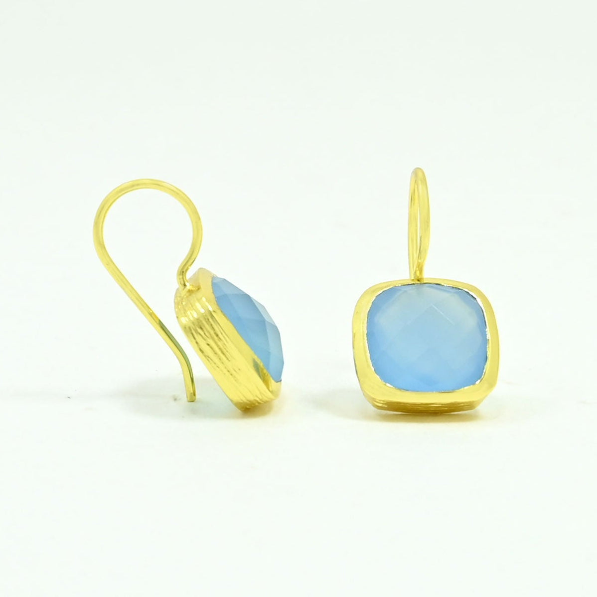 blue chalcedony earring gold plated