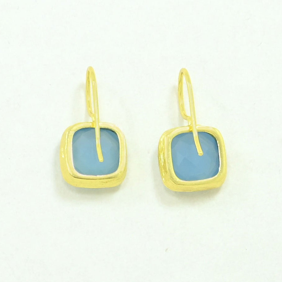 blue chalcedony earring gold plated