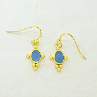 Blue Chalcedony Boho Earring Gold Plated