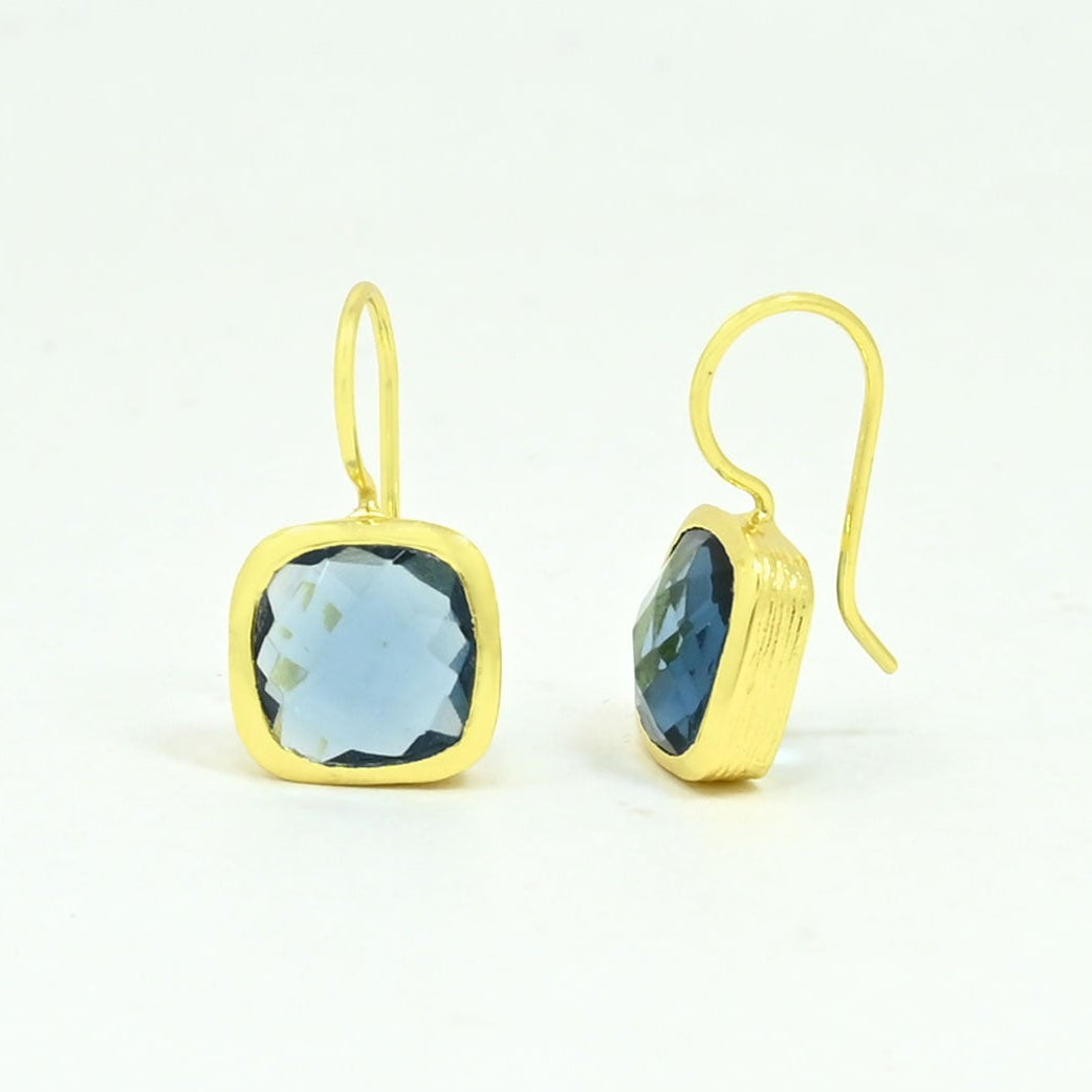 london blue topaz earring gold plated