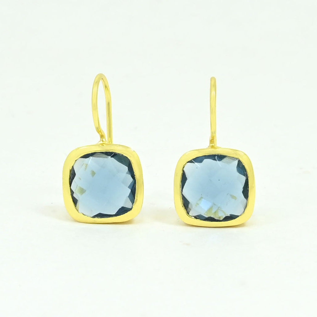 london blue topaz earring gold plated