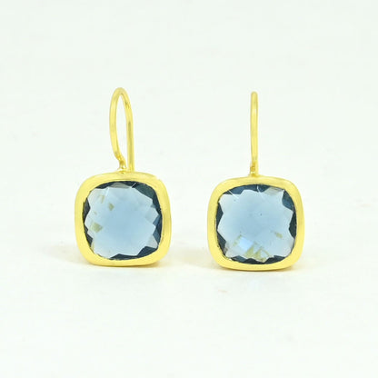 london blue topaz earring gold plated