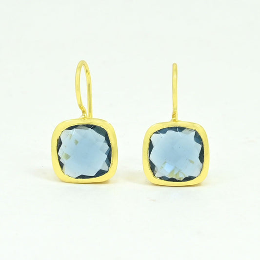 london blue topaz earring gold plated