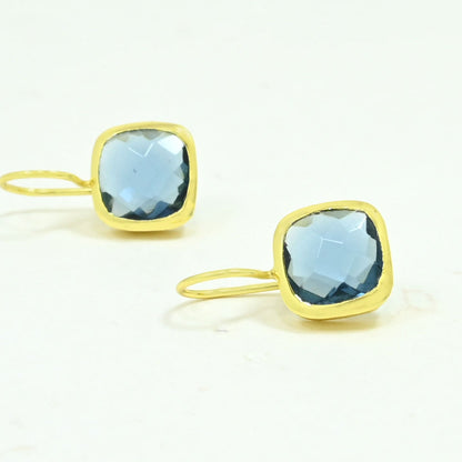 london blue topaz earring gold plated