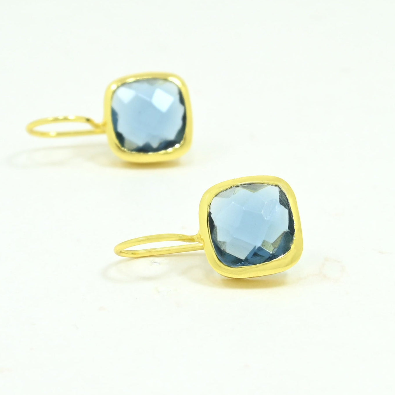 london blue topaz earring gold plated