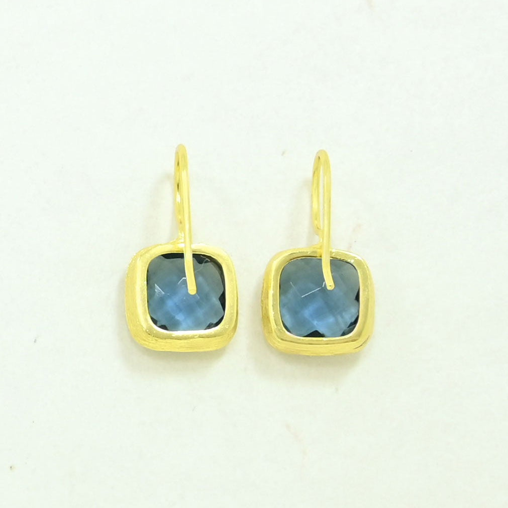 london blue topaz earring gold plated