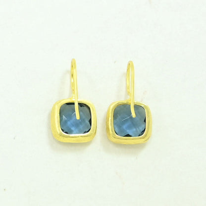 london blue topaz earring gold plated