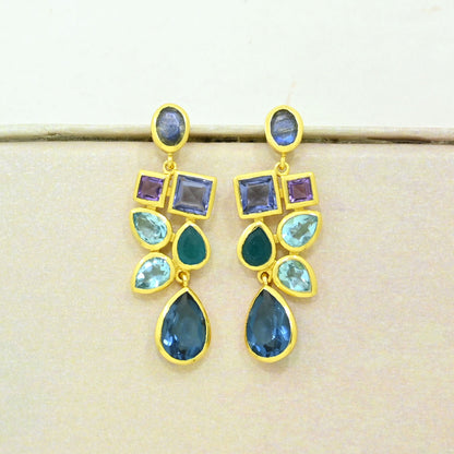 Labradorite Blue Topaz Earring Gold Filled
