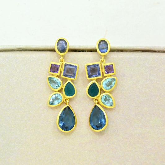 Labradorite Blue Topaz Earring Gold Filled