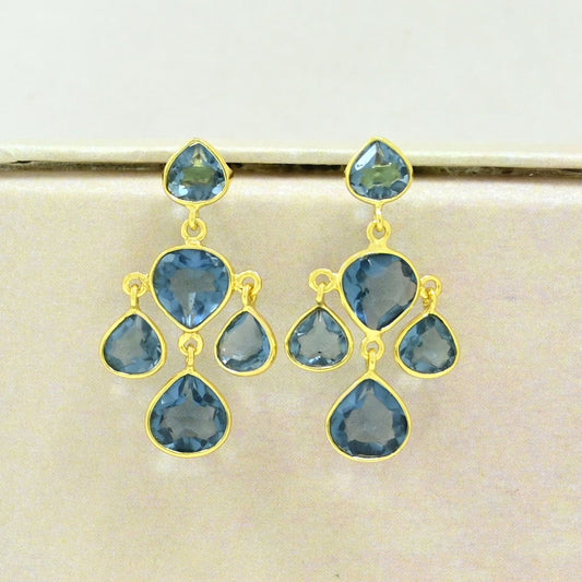 London blue topaz earring gold filled
