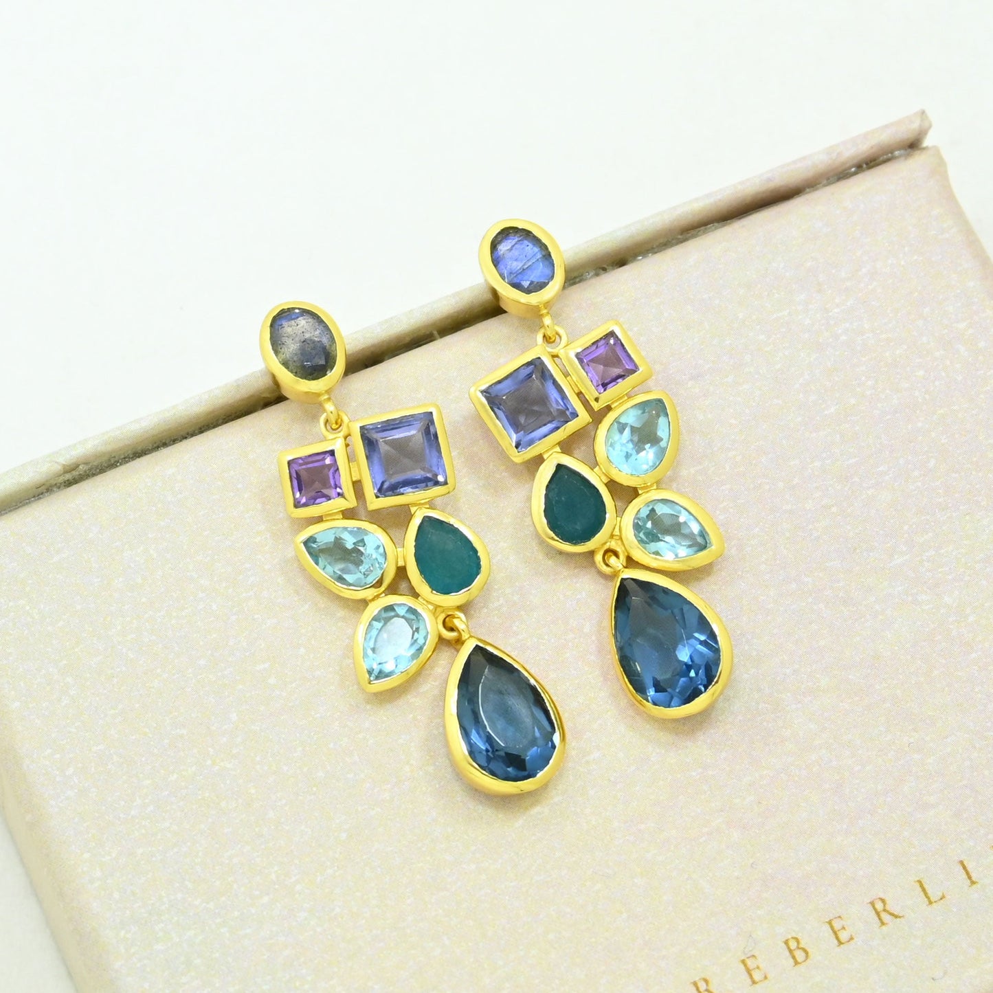 Labradorite Blue Topaz Earring Gold Filled