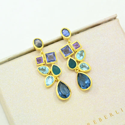 Labradorite Blue Topaz Earring Gold Filled