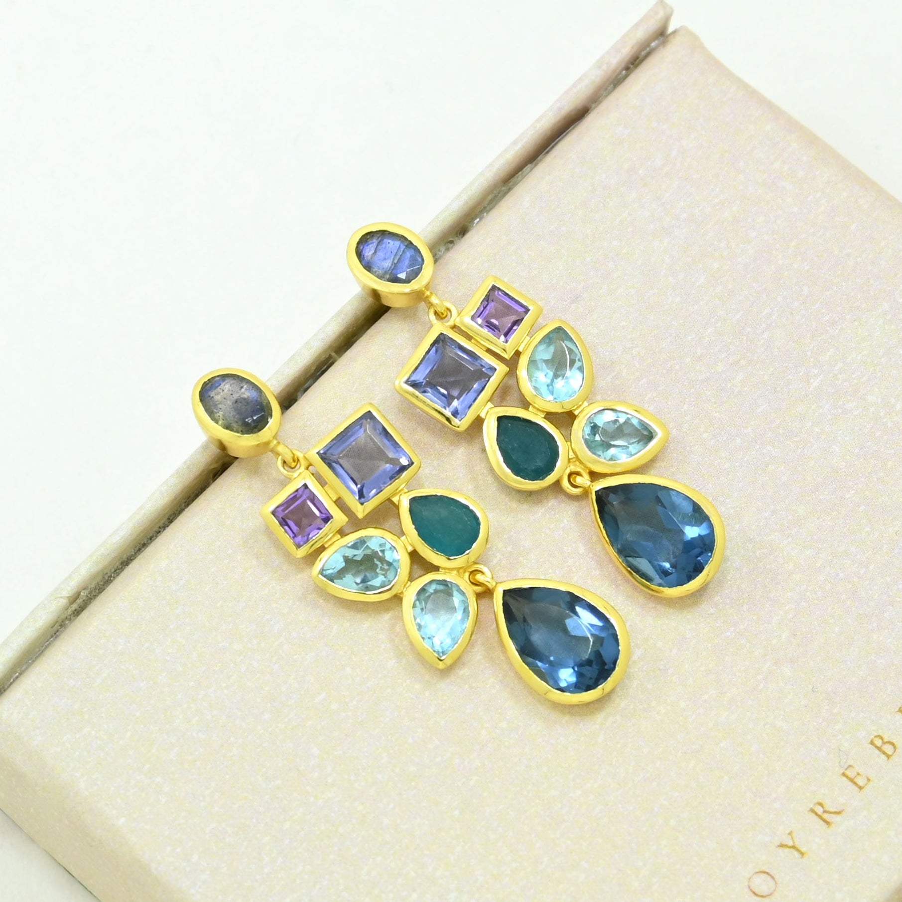 Labradorite Blue Topaz Earring Gold Filled