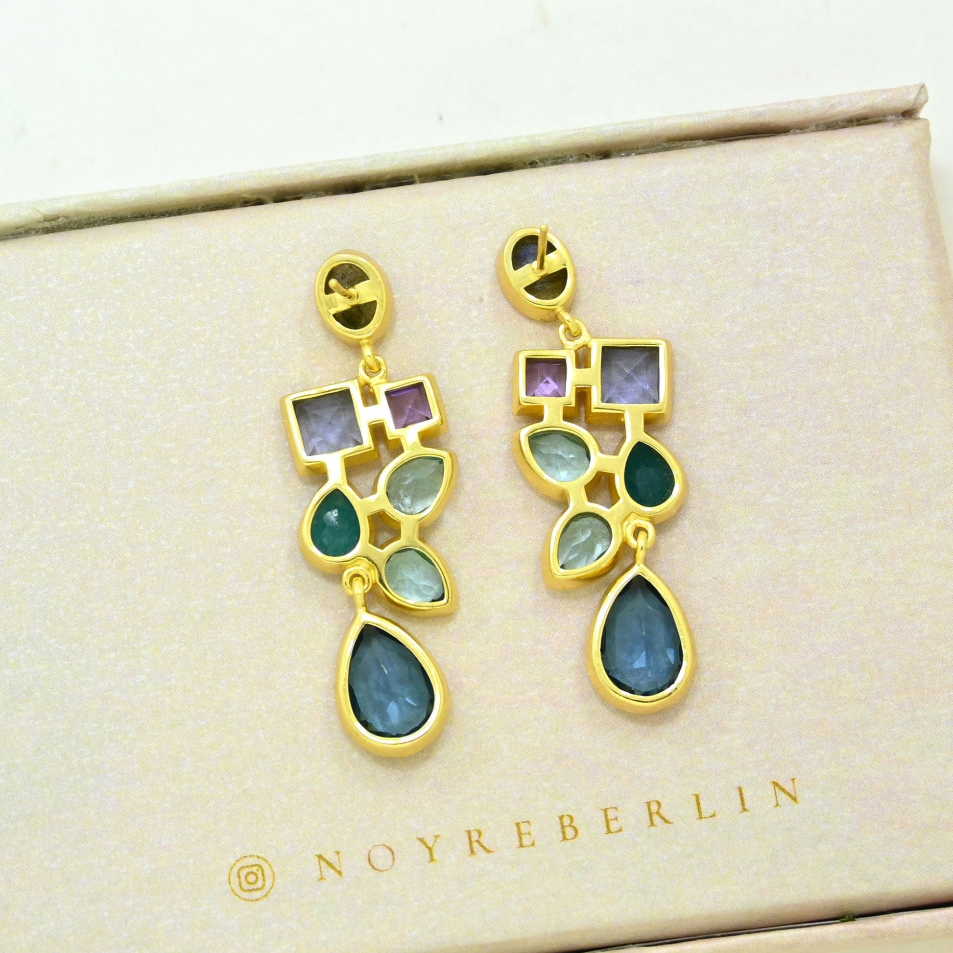 Labradorite Blue Topaz Earring Gold Filled