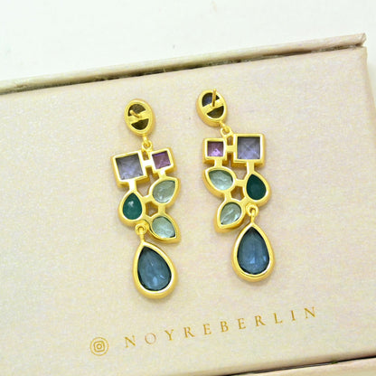 Labradorite Blue Topaz Earring Gold Filled