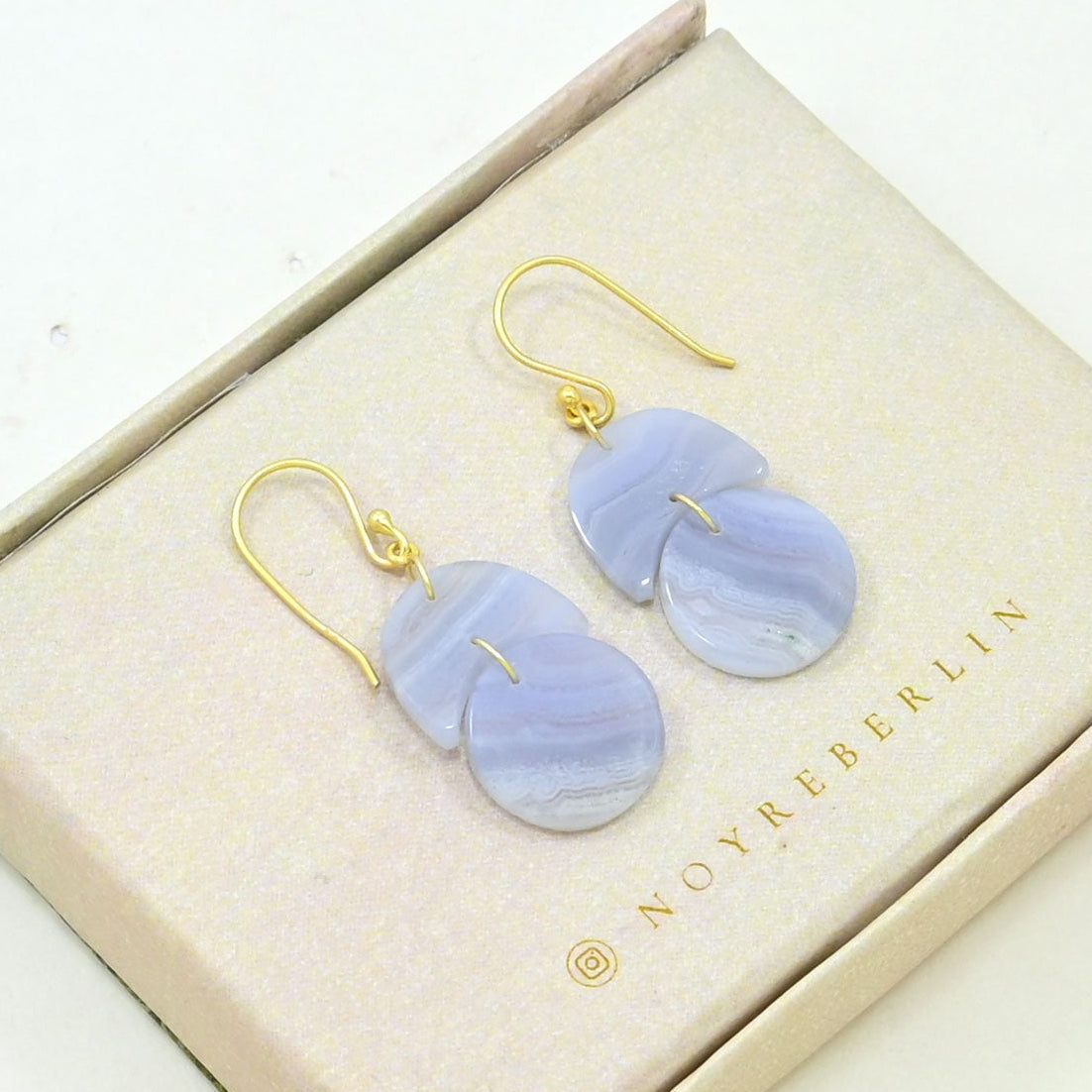 Drop Blue Lace Agate gemstone earring 