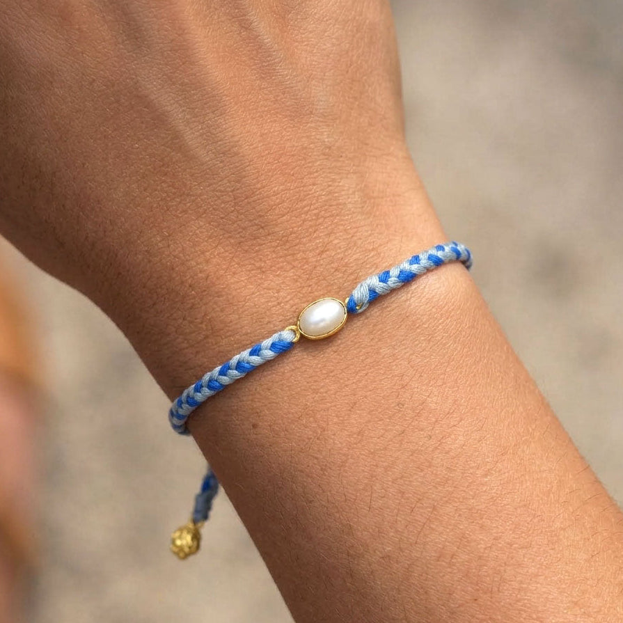 pearl blue braided bracelet