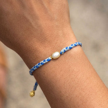 pearl blue braided bracelet