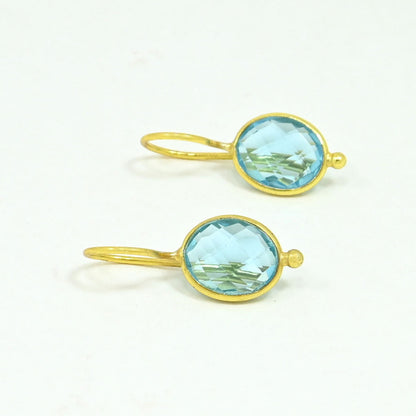 OVAL GEMSTONE EARRING