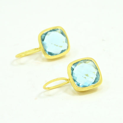 blue topaz earring gold plated