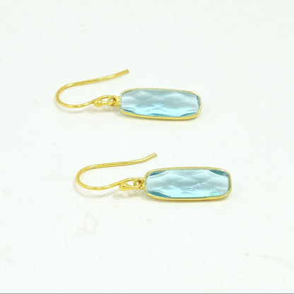 blue topaz earring gold plated silver 925