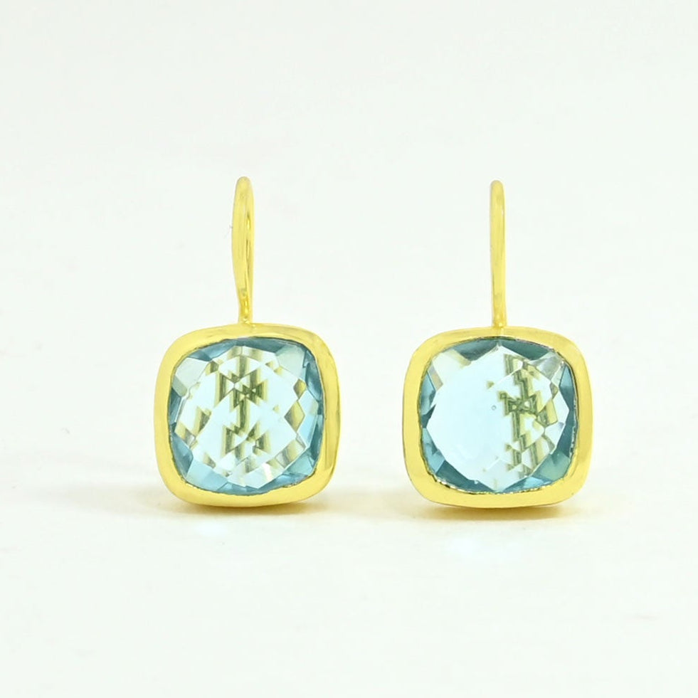 blue topaz earring gold plated