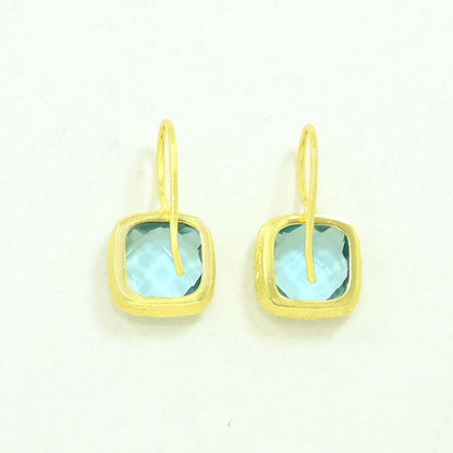 blue topaz earring gold plated