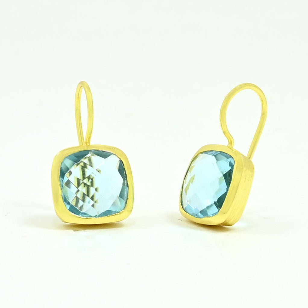 blue topaz earring gold plated