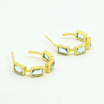london blue topaz hoop earrings gold filled