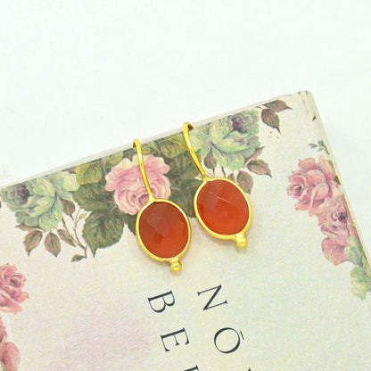 OVAL GEMSTONE EARRING