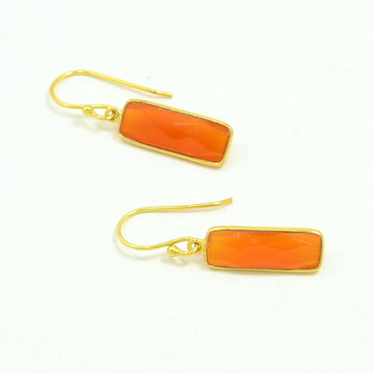 orange carnelian earring gold plated