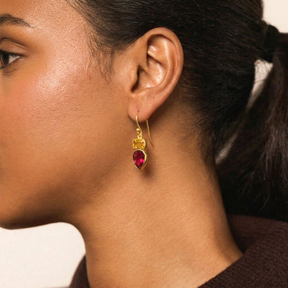 LENI EARRING - CITRINE & PINK TOURMALINE