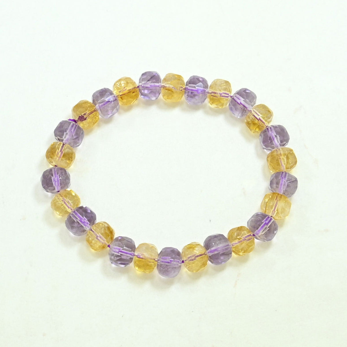 Gemstone Beaded Bracelet - Citrine & Purple Amethyst
