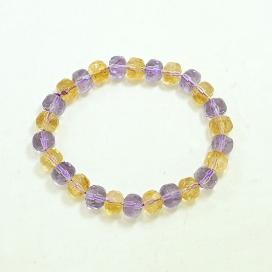Gemstone Beaded Bracelet - Citrine & Purple Amethyst