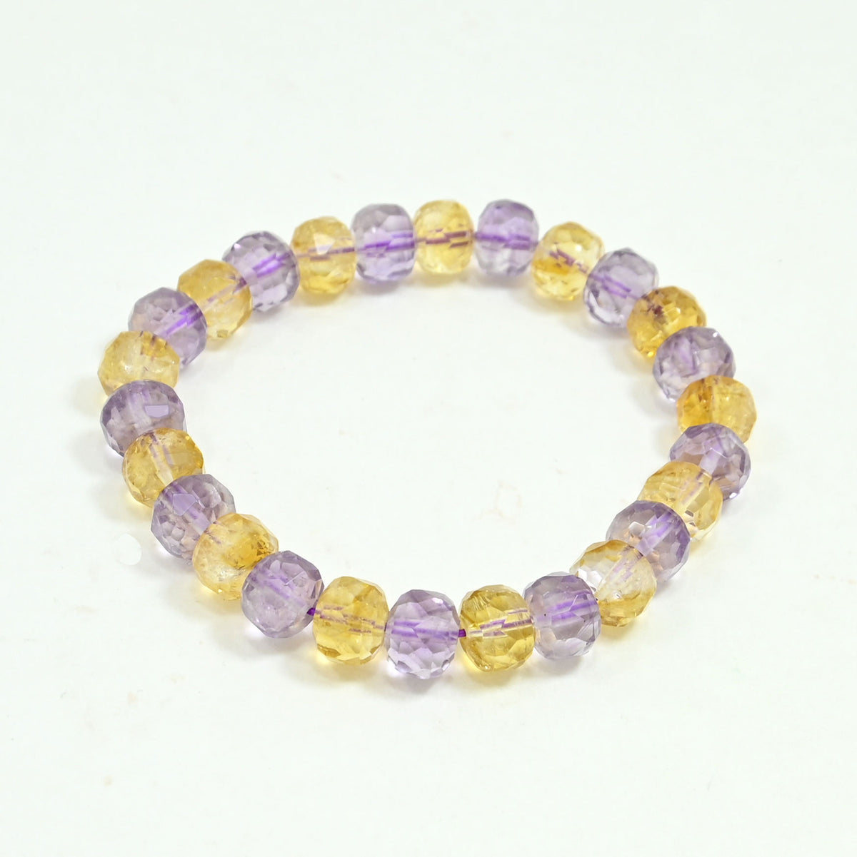 Gemstone Beaded Bracelet - Citrine & Purple Amethyst