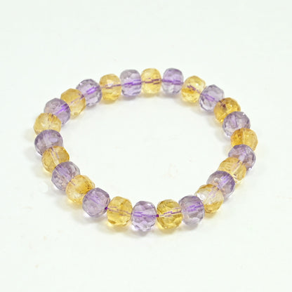 Gemstone Beaded Bracelet - Citrine & Purple Amethyst