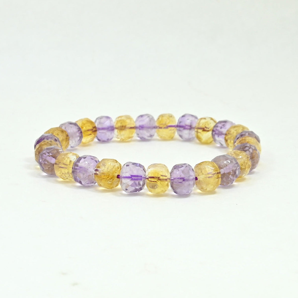 Gemstone Beaded Bracelet - Citrine & Purple Amethyst
